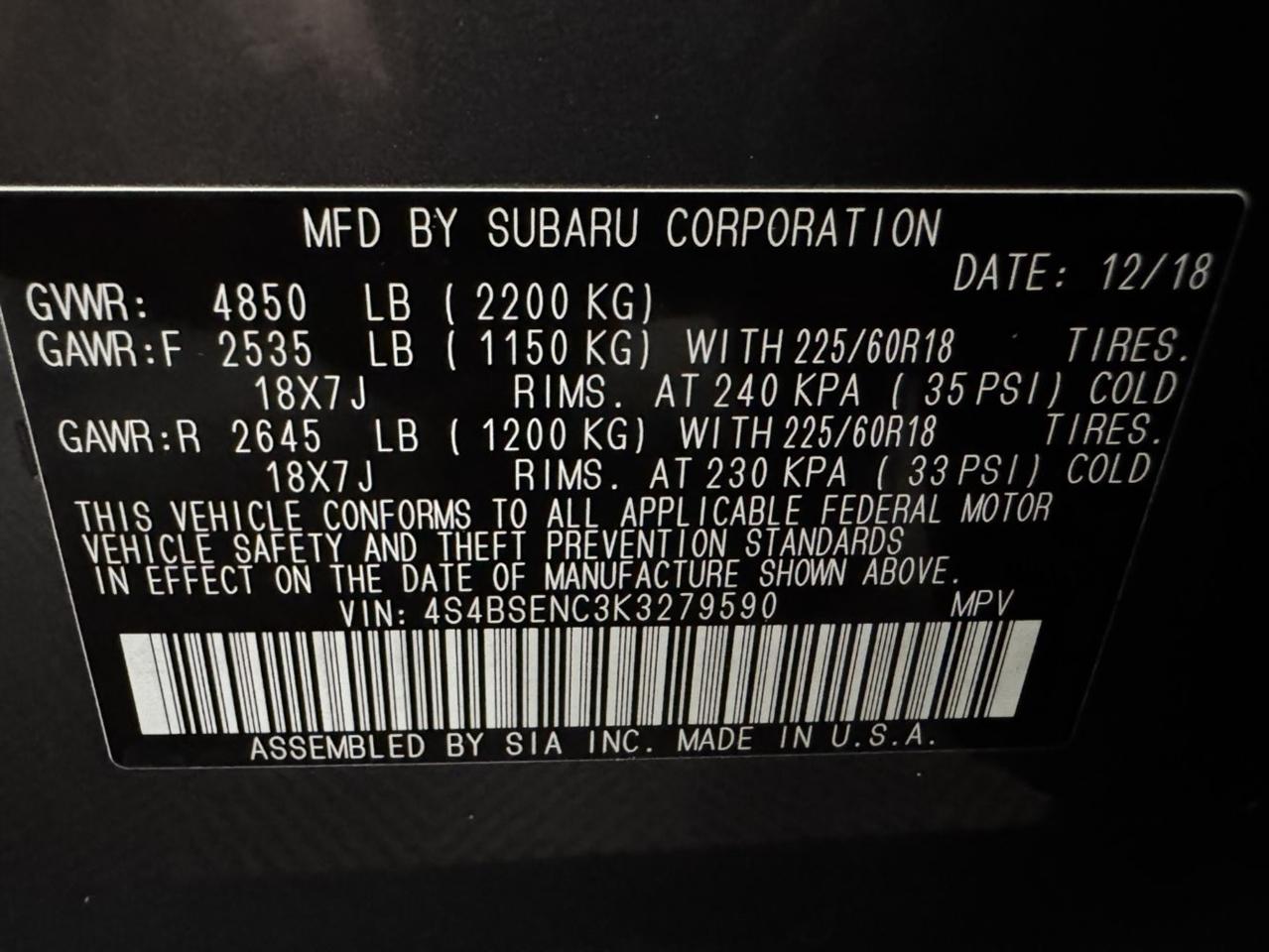 Subaru Outback  2019
