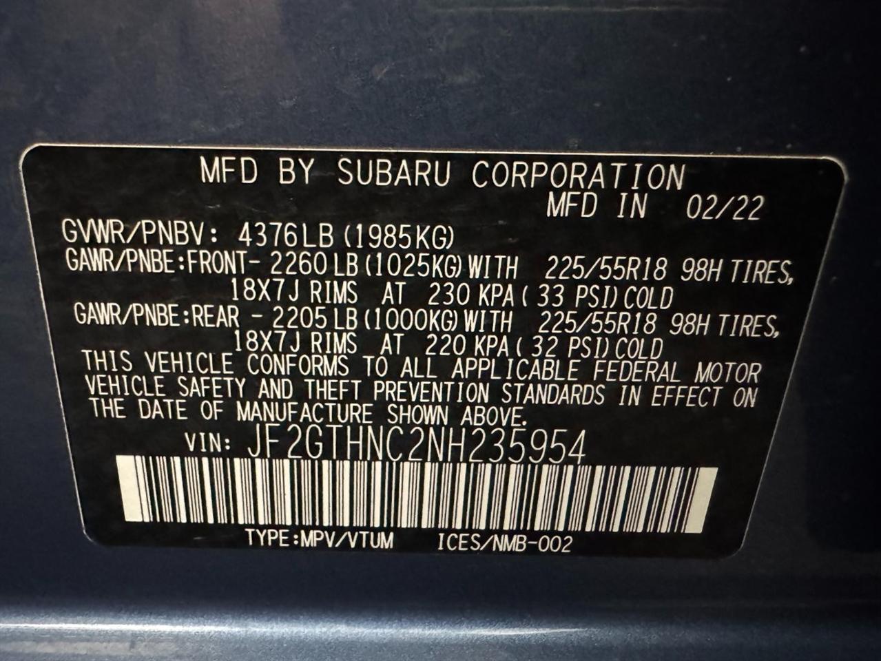 Subaru Crosstrek 2.0i Limited CVT 2022