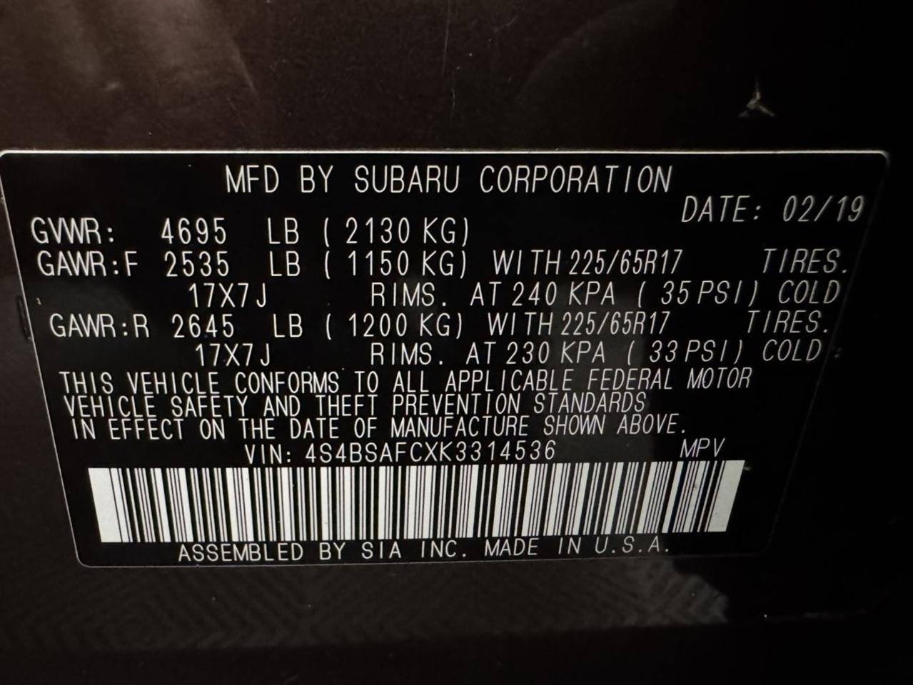 Subaru Outback  2019