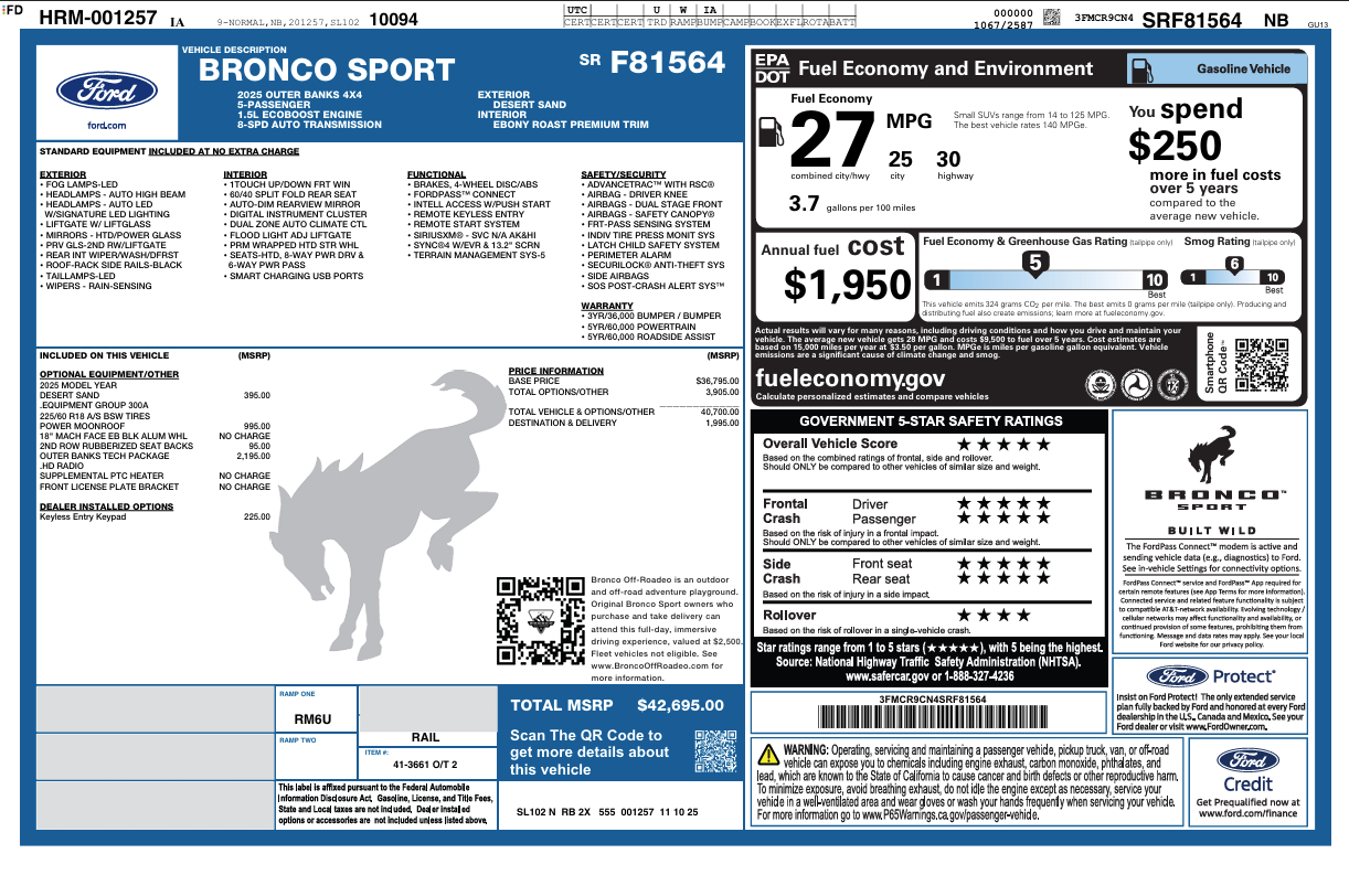 Ford Bronco Sport Outer Banks 4x4 2025