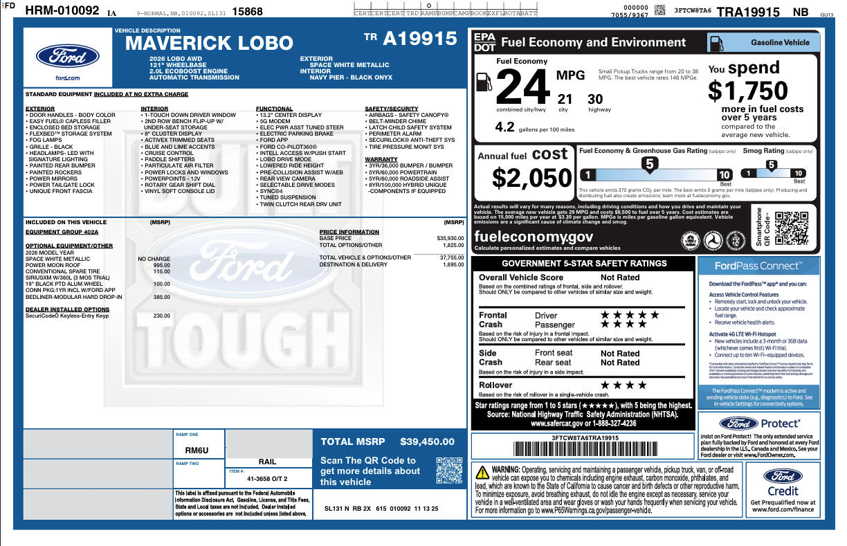 Ford Maverick Lobo Standard AWD SuperCrew 2026