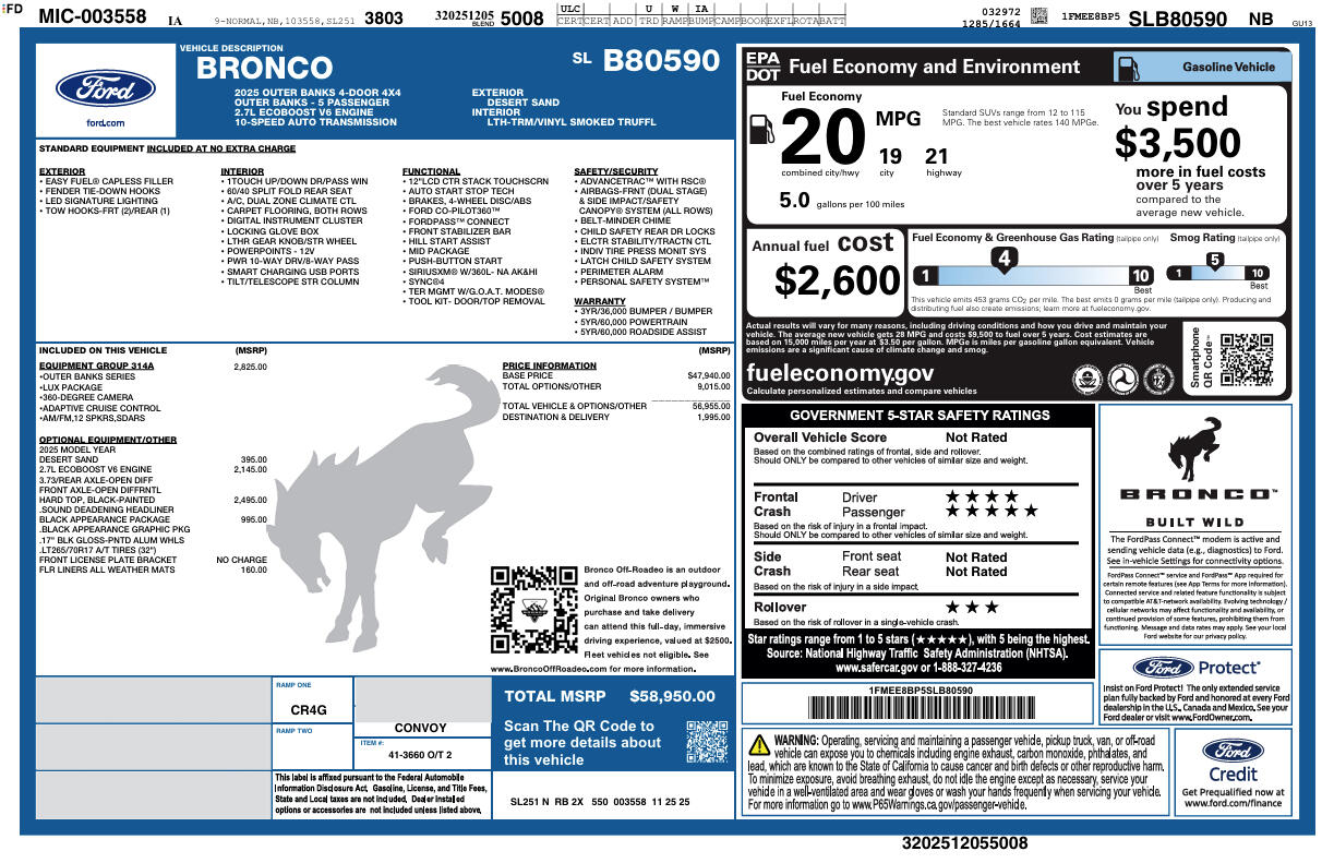 Ford Bronco Outer Banks 4 Door 4x4 2025