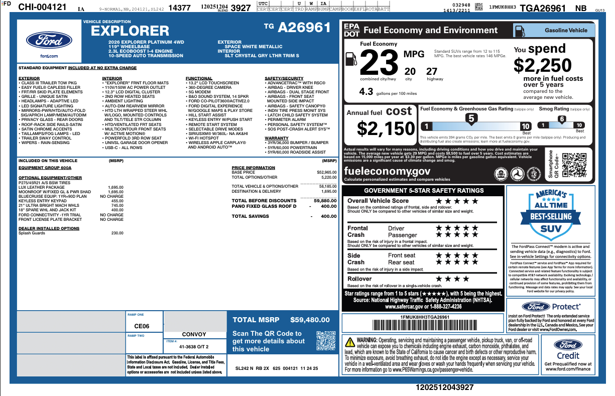 Ford Explorer Platinum 4WD 2026