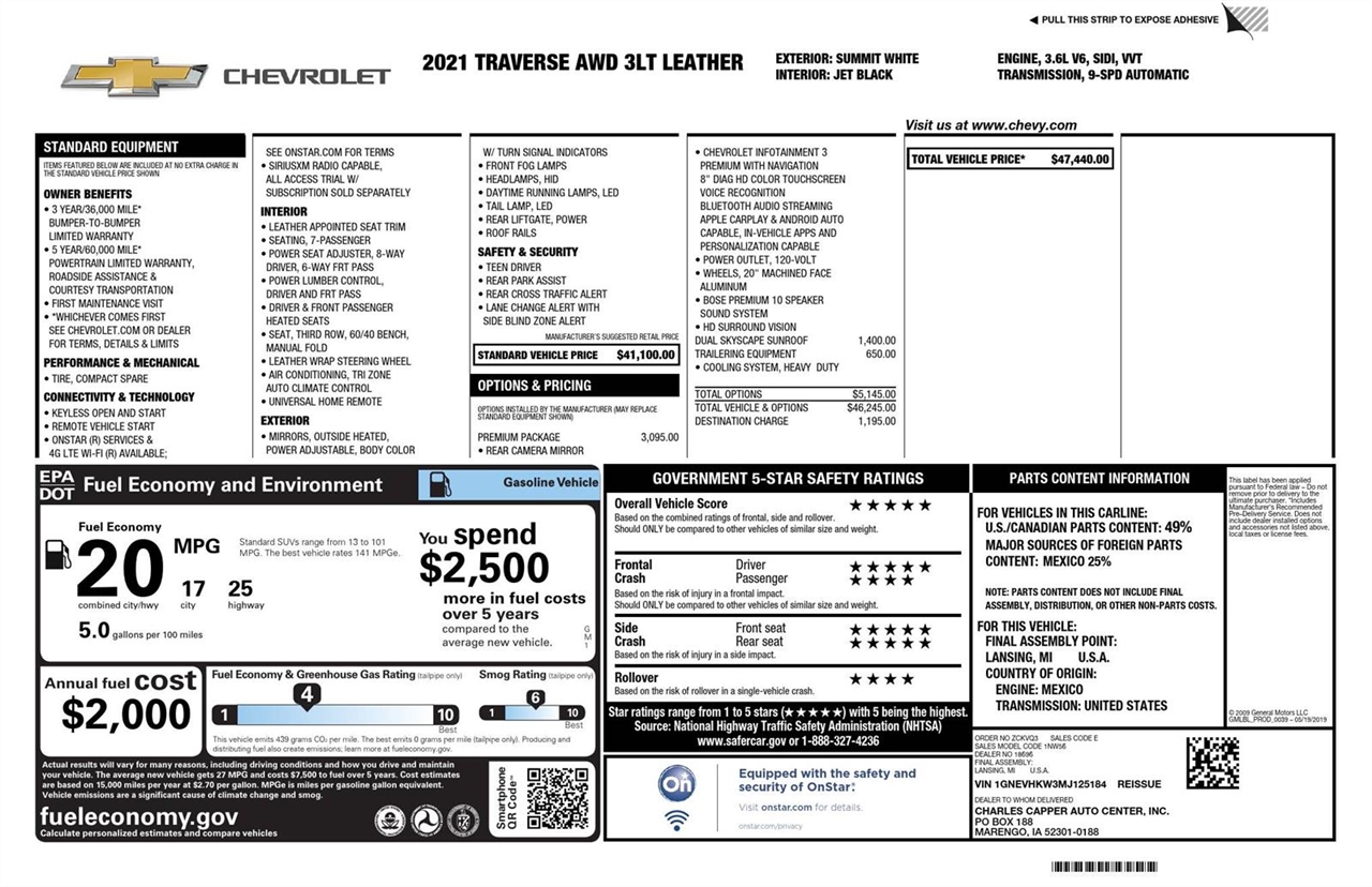 Chevrolet Traverse AWD 4dr LT Leather 2021
