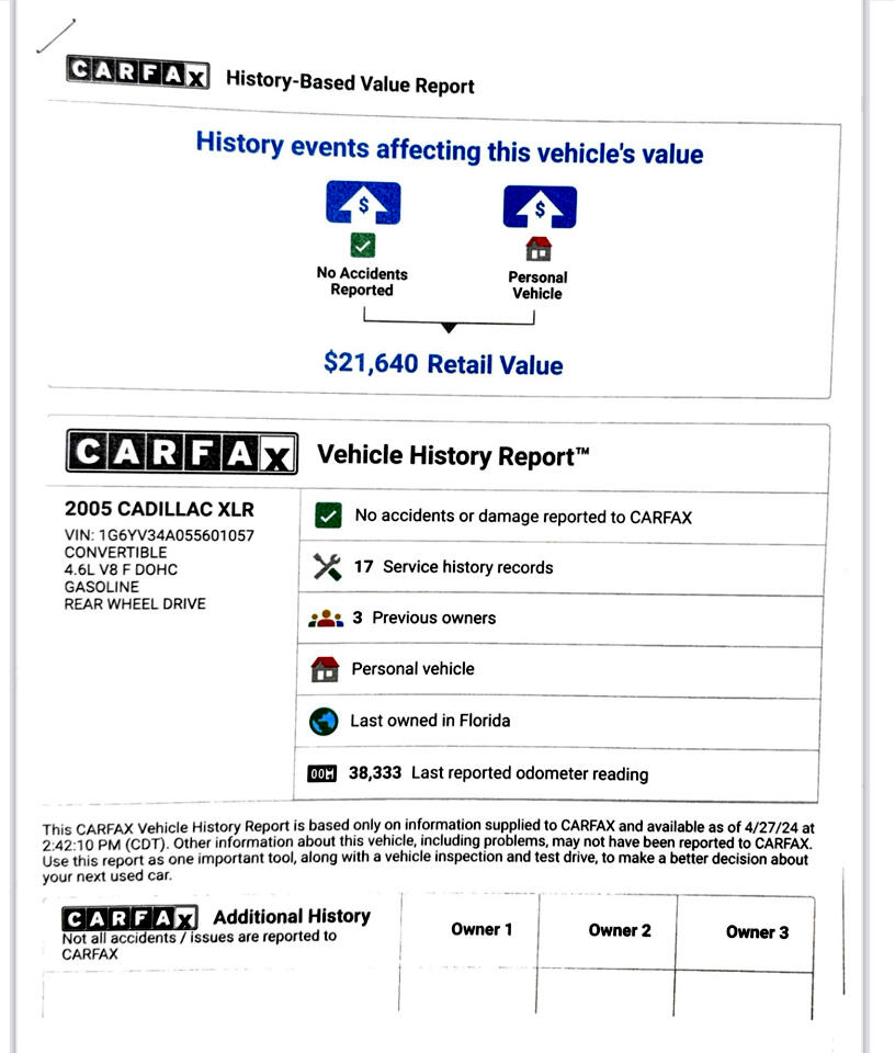 Cadillac XLR 2dr Convertible 2005