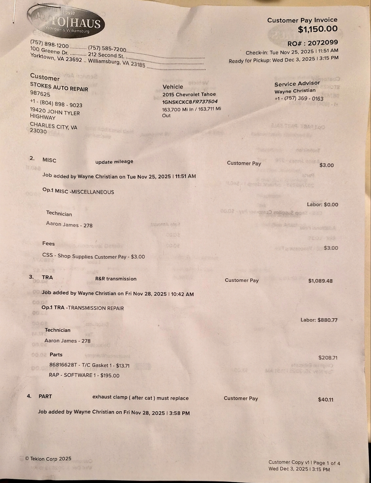 Chevrolet Tahoe LTZ 4D SUV 4WD 2015