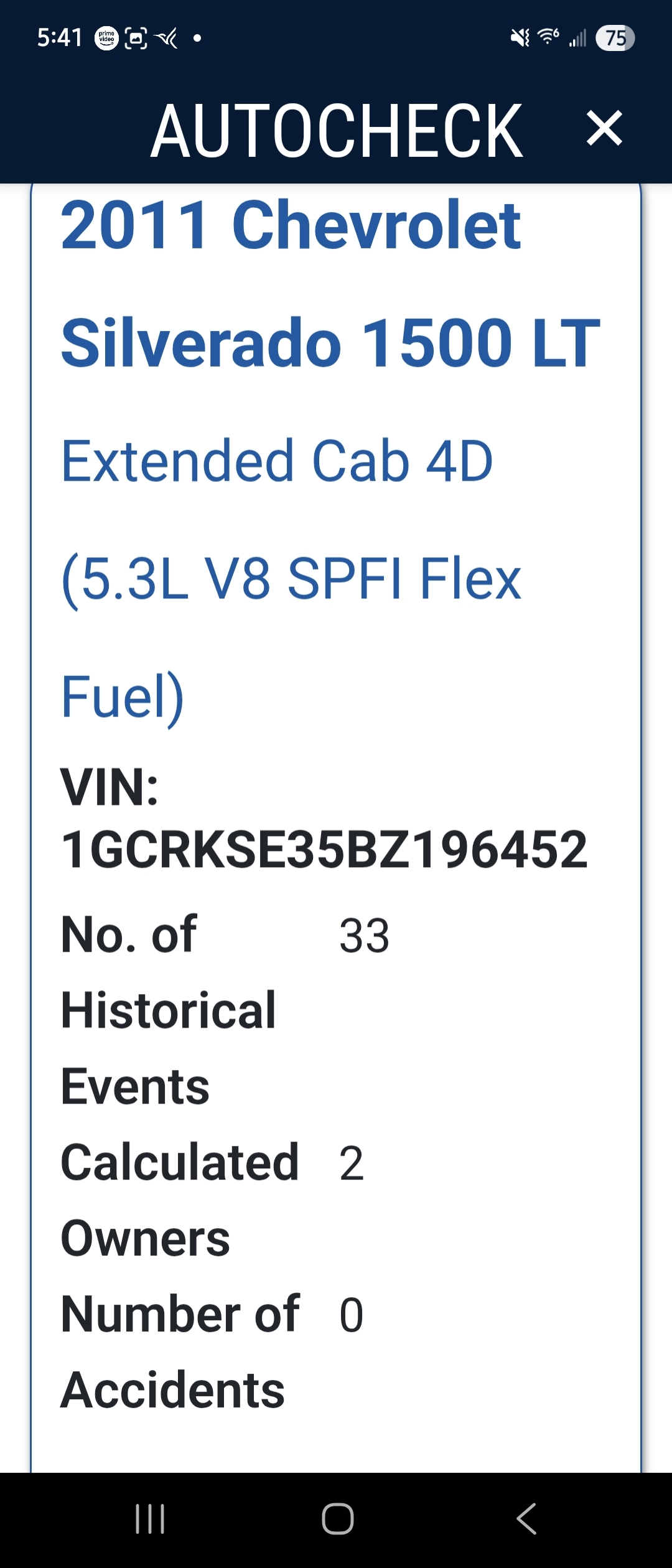 Chevrolet 1500 Pickups Ext Cab 155.5" 4WD 2011