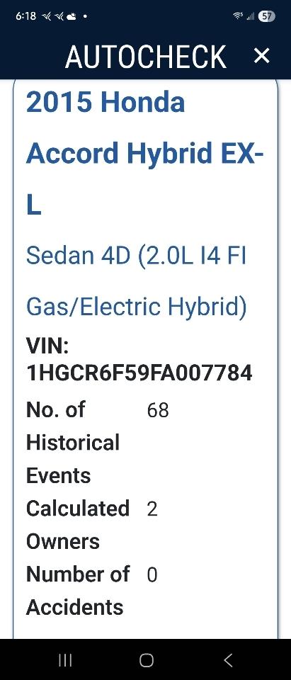 Honda Accord Hybrid EX-L Sedan 2015