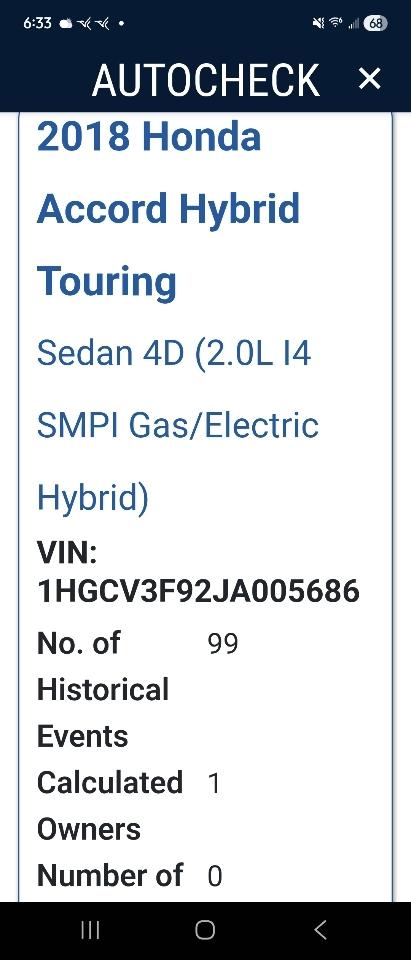 Honda Accord Hybrid Touring Sedan 2018