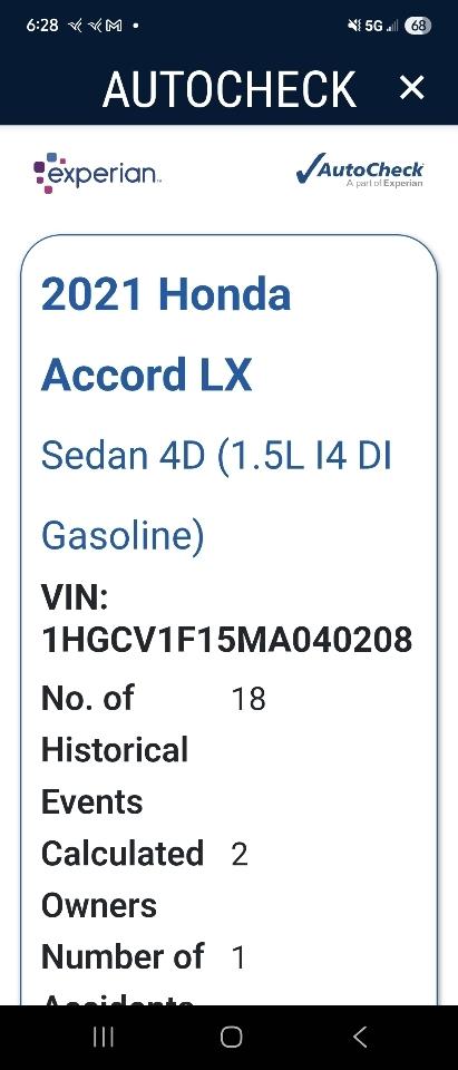Honda Accord Sedan  2021