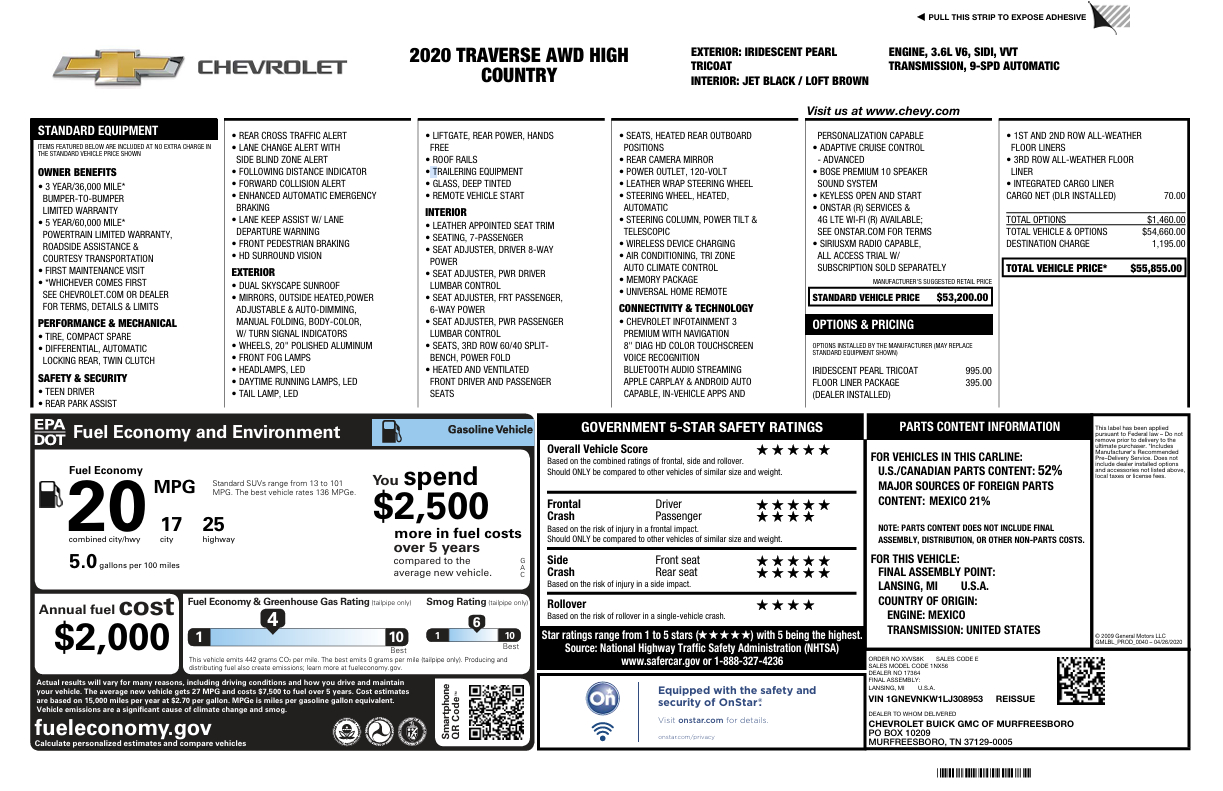 Chevrolet Traverse High Country AWD 2020