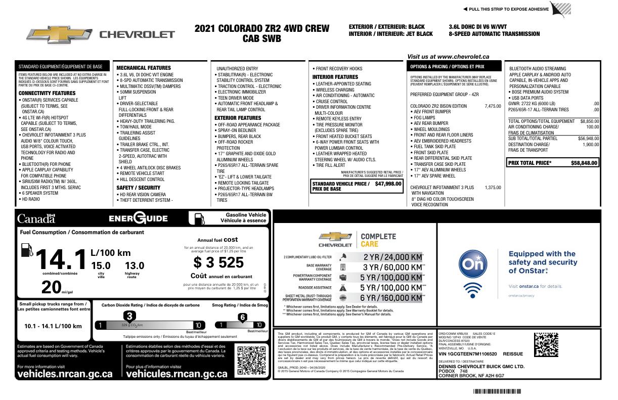 Chevrolet Colorado ZR2 Crew Cab Short Box 4WD 2021