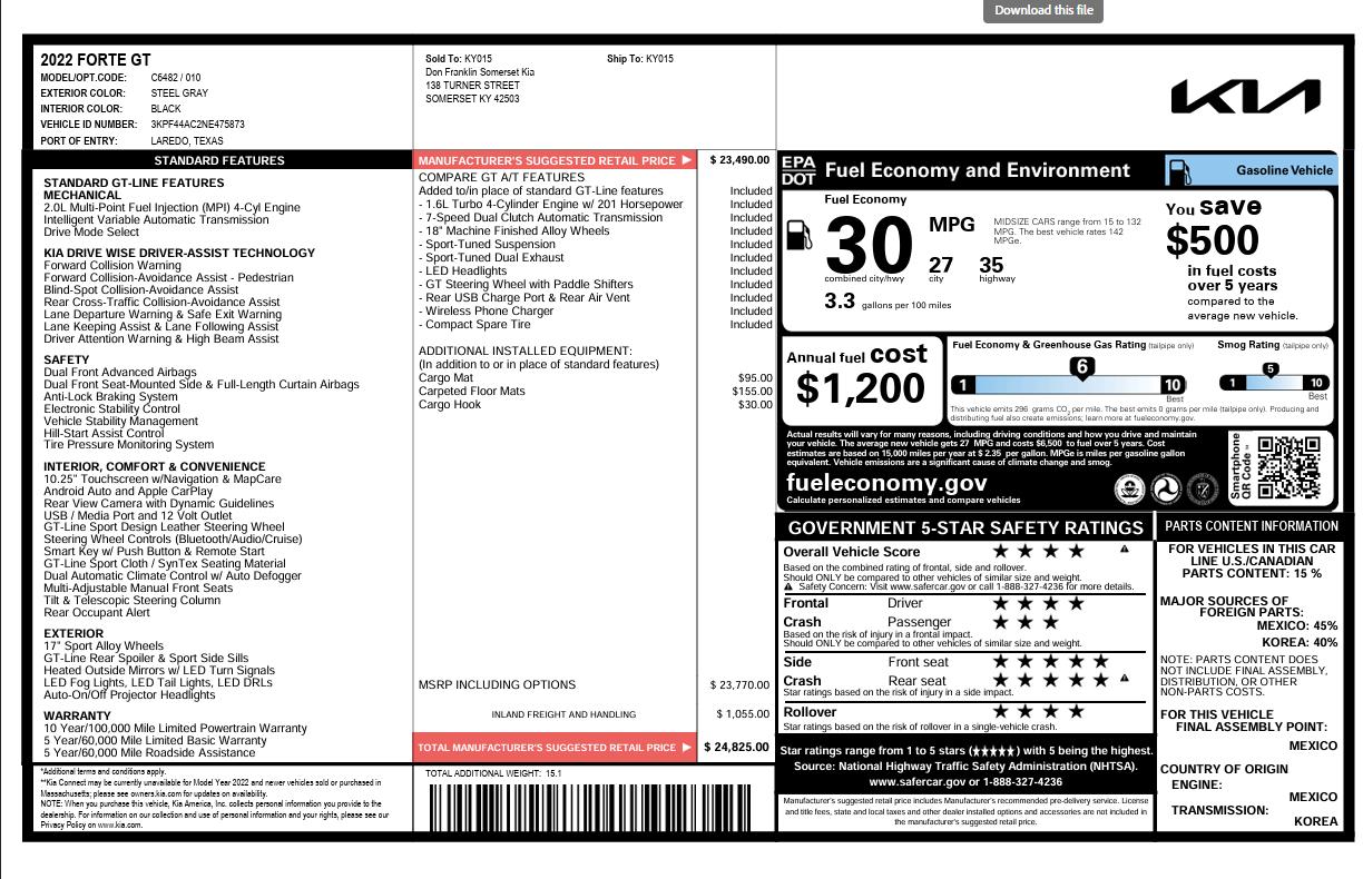 Kia Forte GT 7A 2022