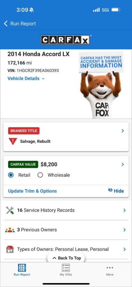 Honda Accord LX Sedan CVT 2014