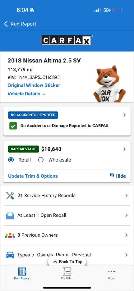 Nissan Altima 2.5 SV 2018