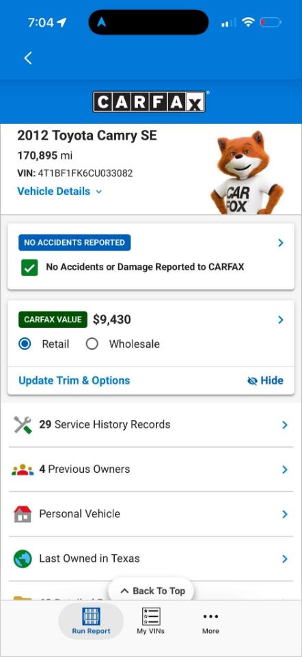 Toyota Camry L 2012