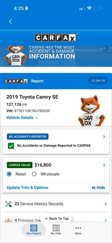 Toyota Camry XLE 2019