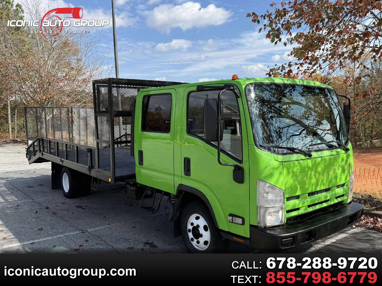 2015 Isuzu NPR GAS CREW 18 foot open landscape bed with 4 foot dovetail