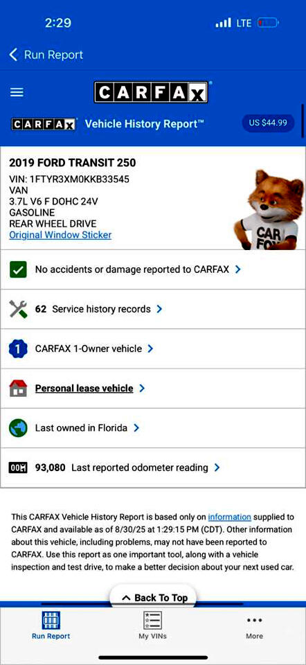 Ford Transit 250 Van High Roof w/Sliding Pass. 148-in. WB EL 2019 Ford Transit 250 Van High Roof w/Sliding Pass. 148-in. WB EL 2019