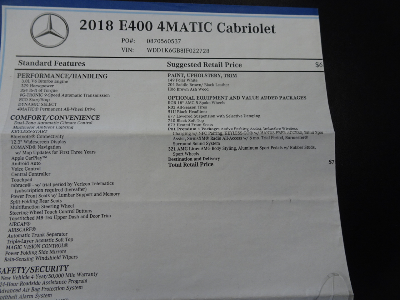 Mercedes-Benz E-Class E400 4MATIC Cabriolet 2018