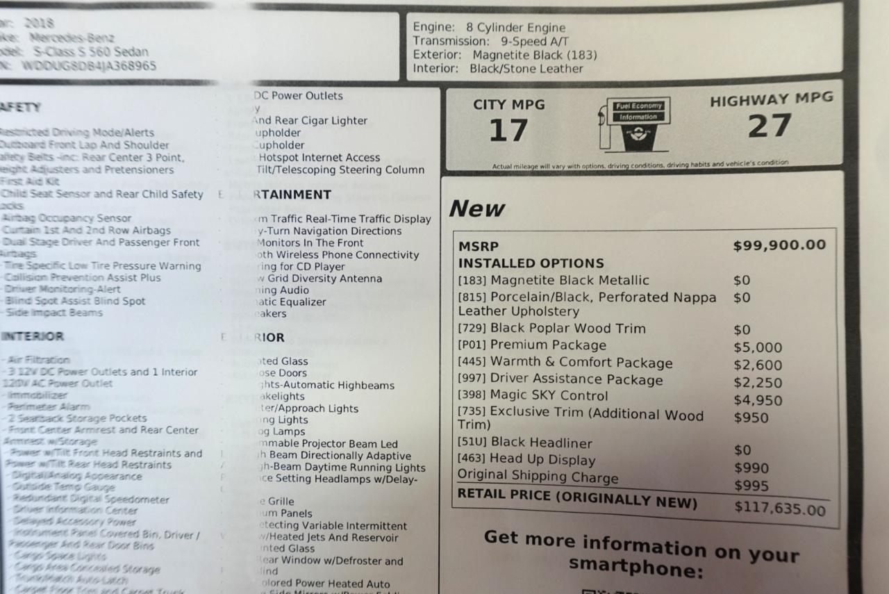 Mercedes-Benz S-Class S560 2018