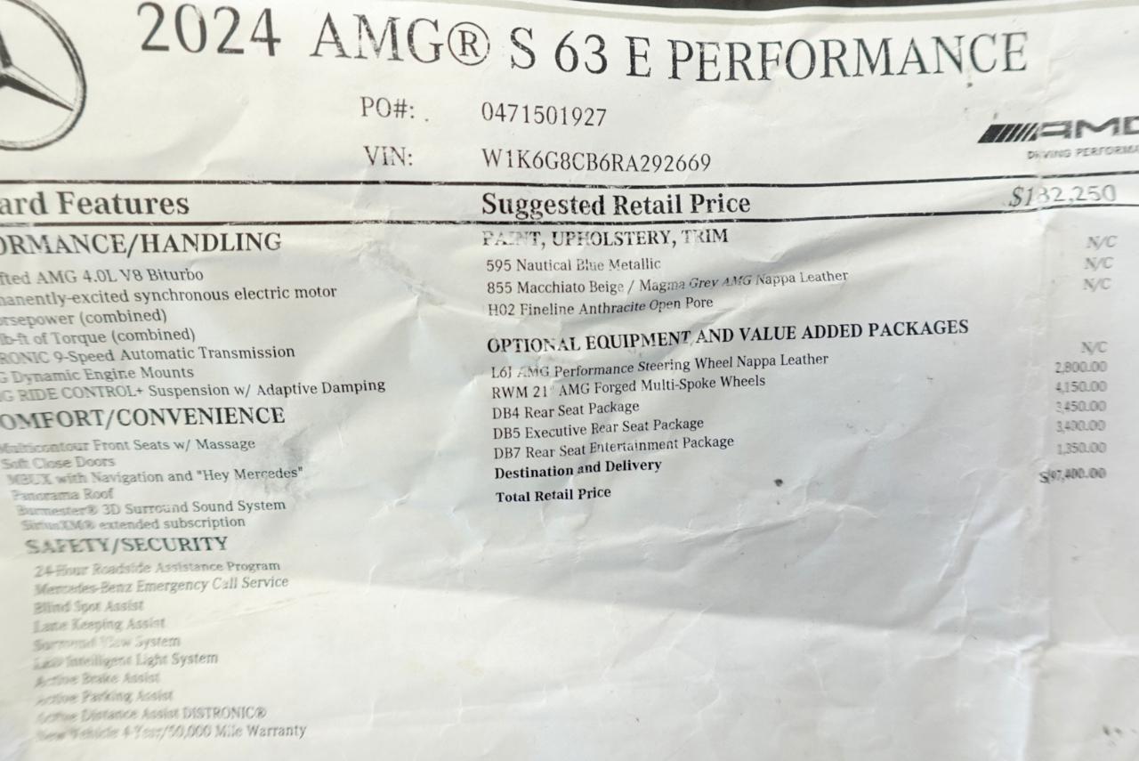 Mercedes-Benz S-Class AMG S 63 E Performance 2024