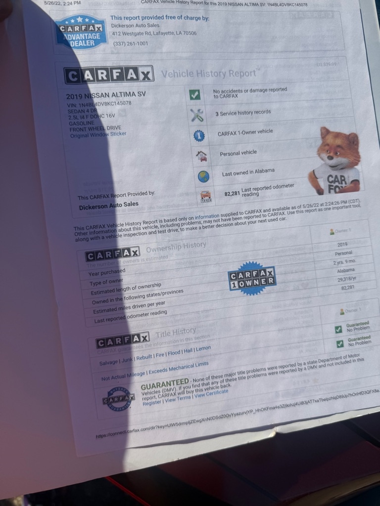 Nissan Altima 2.5 SV 2019 Nissan Altima 2.5 SV 2019