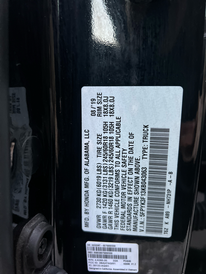 Honda Ridgeline  2019 Honda Ridgeline  2019