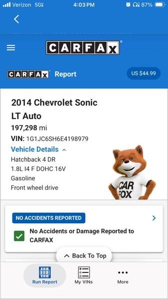 Chevrolet Sonic LT Auto 5-Door 2014