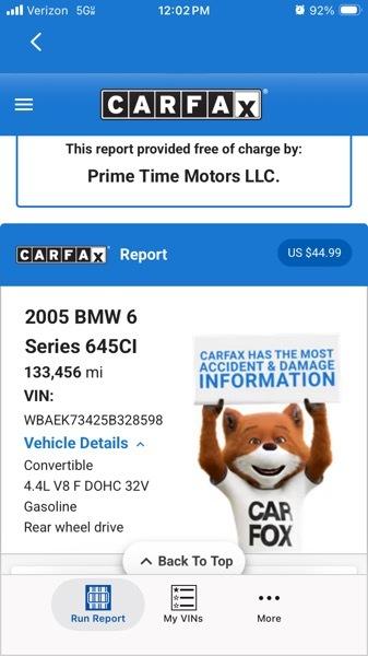 BMW 6-Series 645Ci Convertible 2005