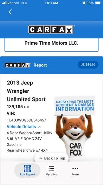 Jeep Wrangler Unlimited Sport 4WD 2013