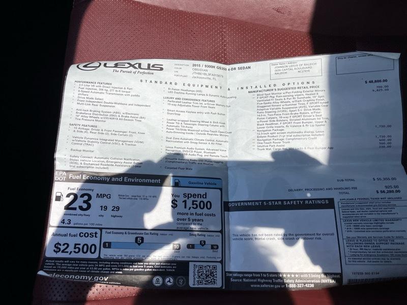 Lexus GS 350 RWD 2015