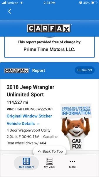 Jeep Wrangler Unlimited Sport 2018