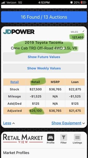 Toyota Tacoma 4WD Access Cab V6 AT TRD Off Road (Natl) 2019