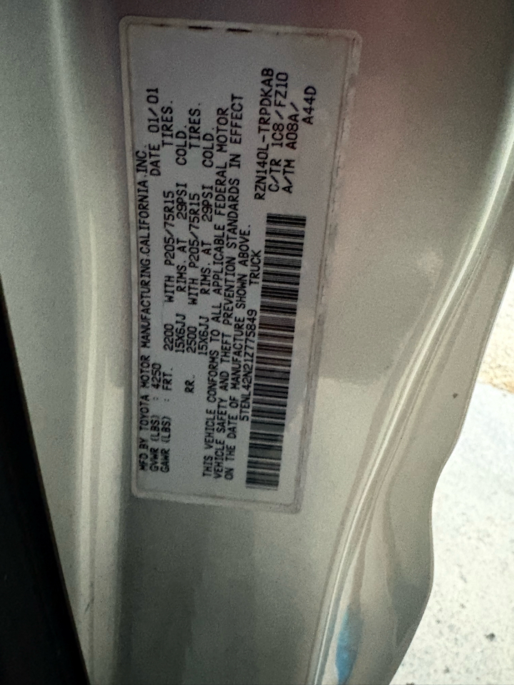 Toyota Tacoma Regular Cab 2WD 2001