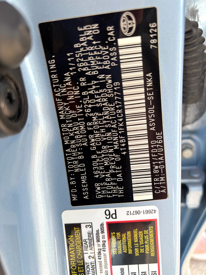 Toyota Camry  2012 Toyota Camry  2012