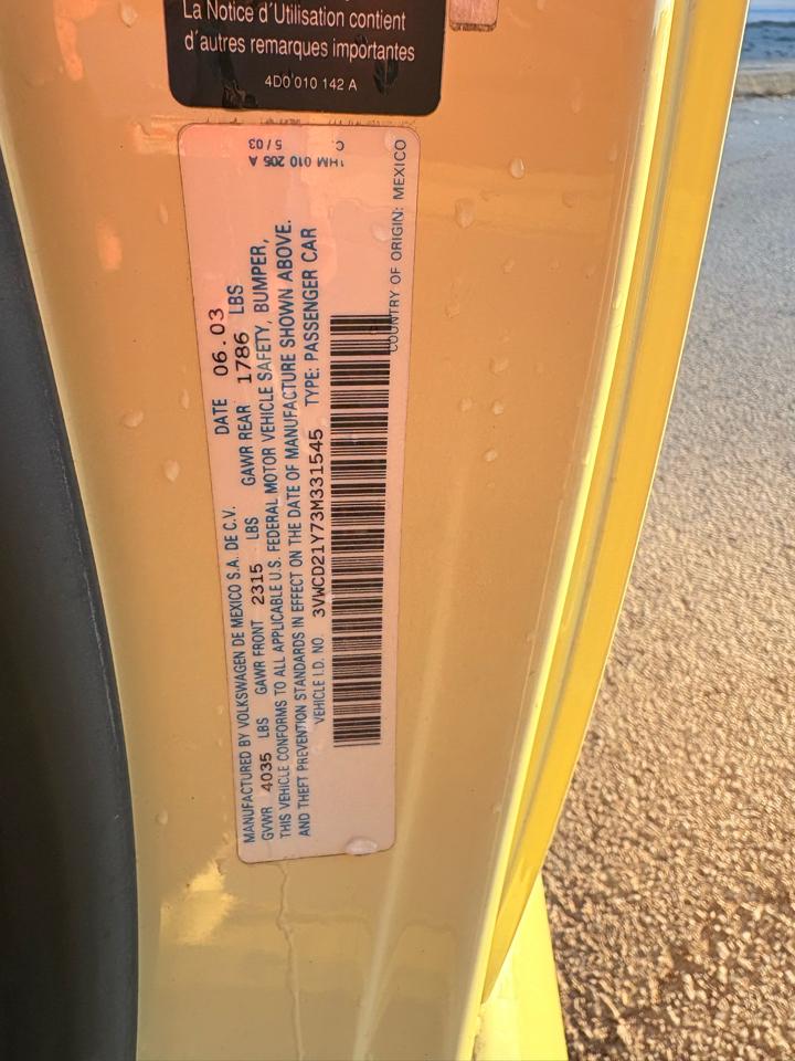 Volkswagen New Beetle Convertible 2dr Convertible GLS Turbo Auto 2003