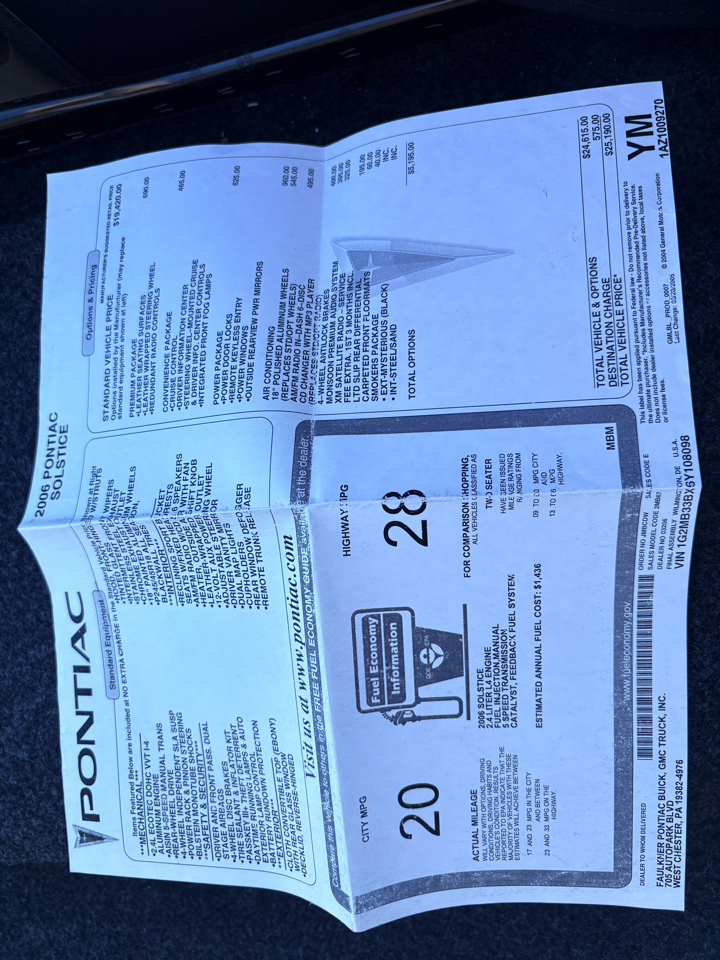 Pontiac Solstice 2dr Convertible 2006