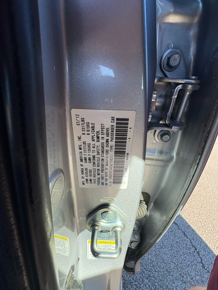 Honda Accord Sdn 4dr I4 Auto LX 2012