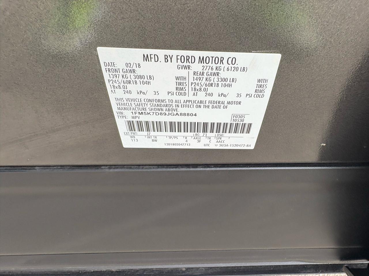 Ford Explorer XLT FWD 2018