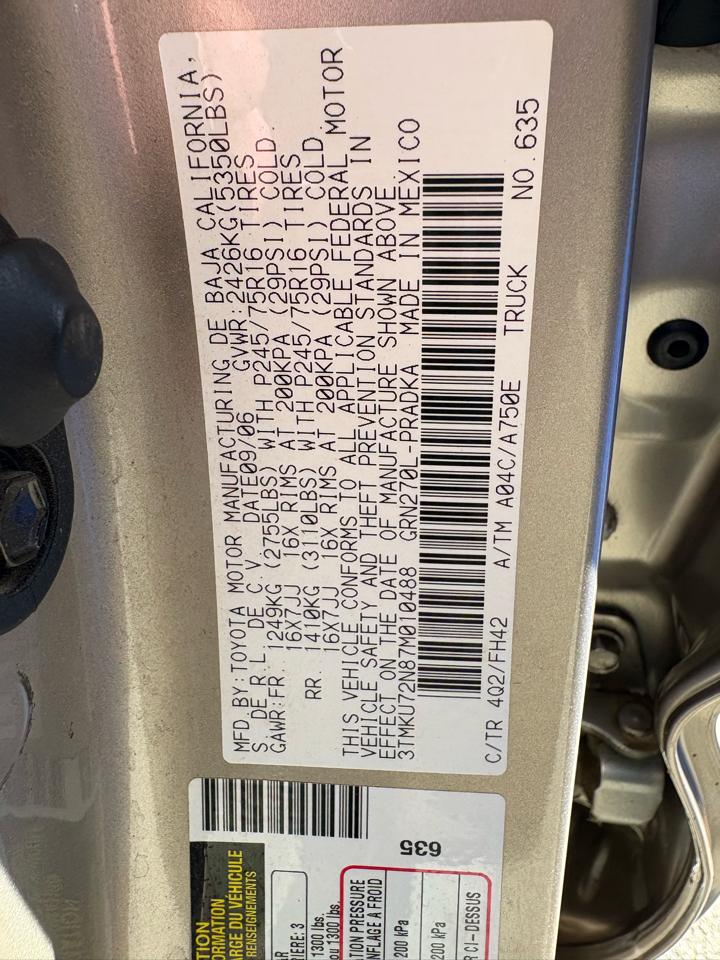 Toyota Tacoma 2WD Double 141 V6 AT PreRunner Natl 2007