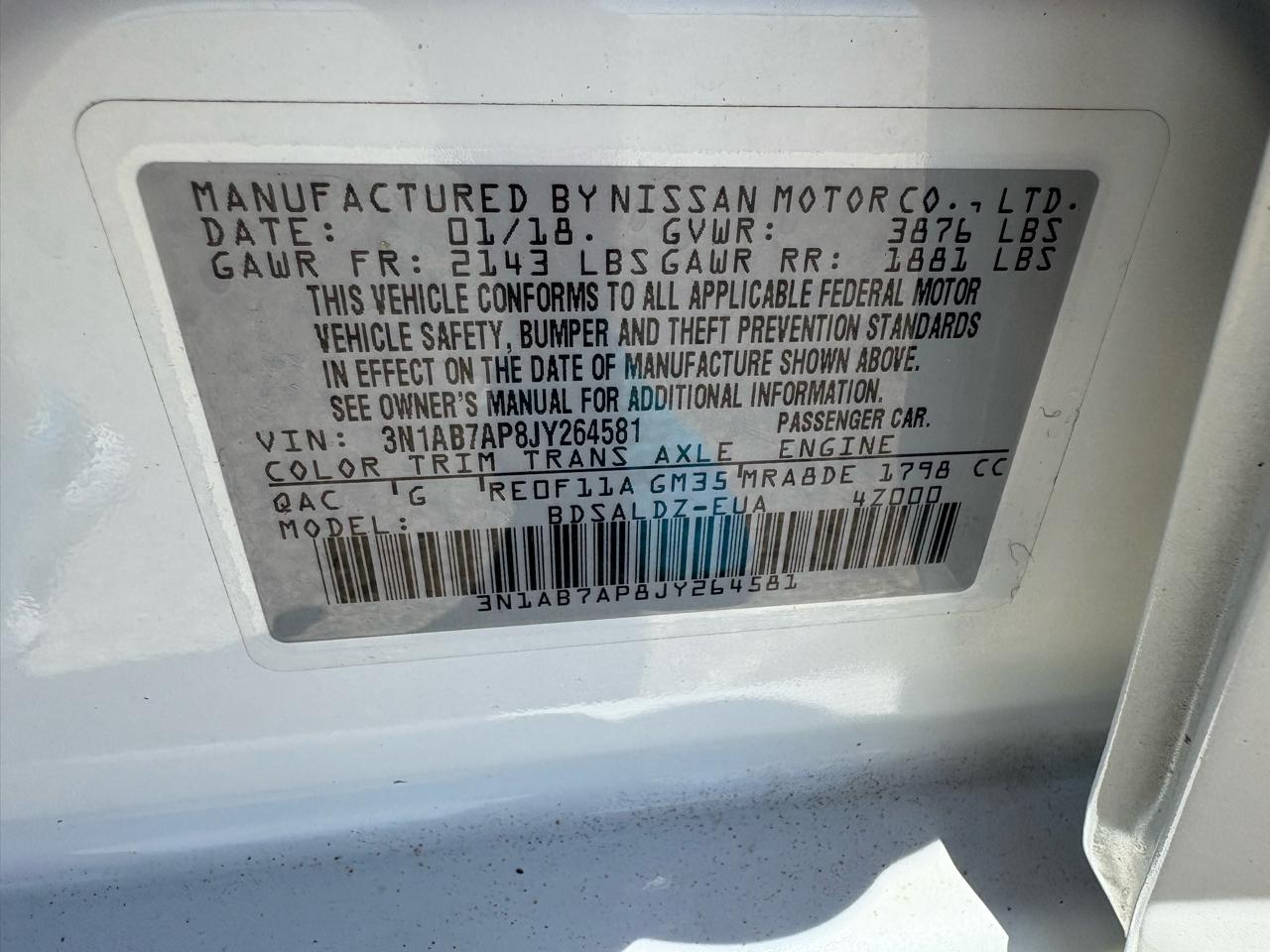 Nissan Sentra SV Sedan 2018