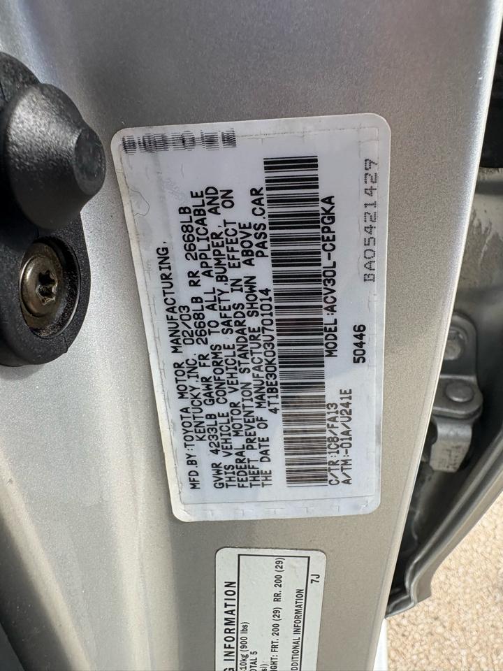 Toyota Camry 4dr Sdn XLE Auto (Natl) 2003