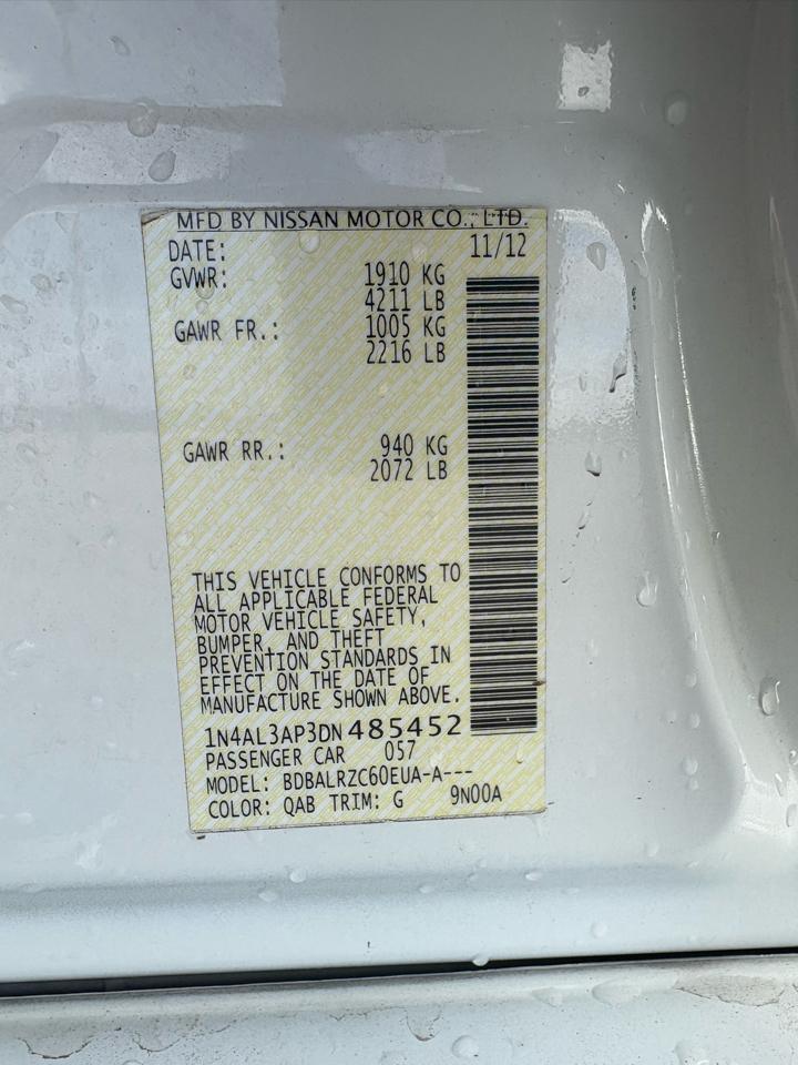Nissan Altima 4dr Sdn I4 2.5 S 2013