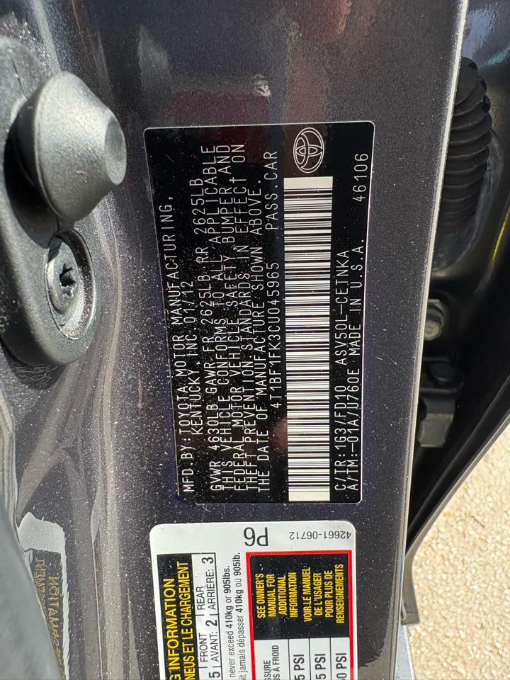 Toyota Camry 4dr Sedan LE 2012