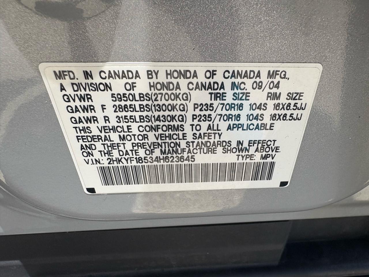 Honda Pilot 4WD EX Auto w/Leather 2004