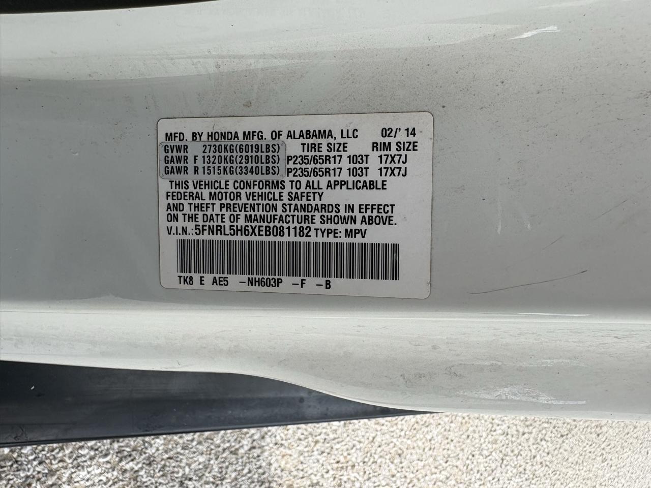 Honda Odyssey 5dr EX-L 2014