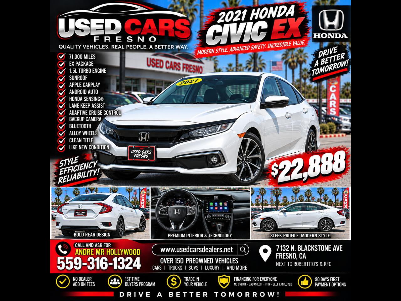 2021 Honda Civic EX Honda Sensing Sedan CVT