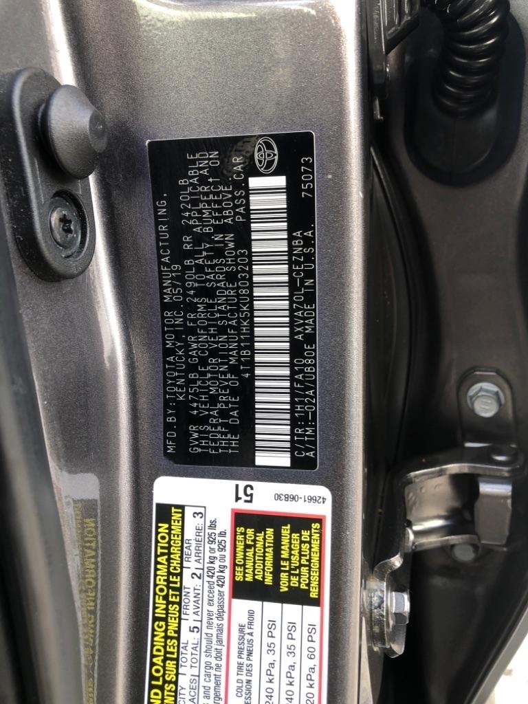 Toyota Camry XLE Auto (Natl) 2019