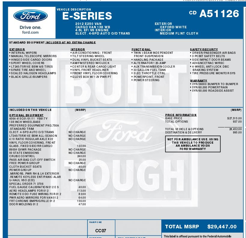 Ford Econoline E-250 2012